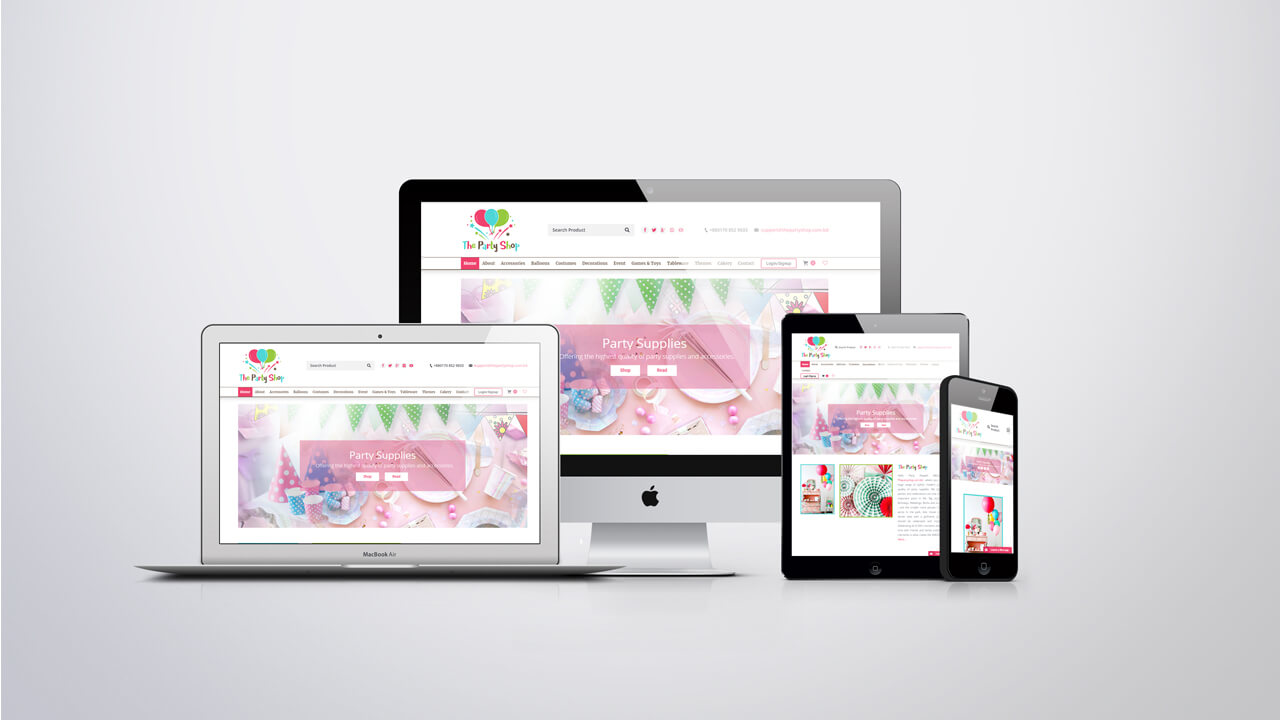 Website design of Party Shop Bangladesh